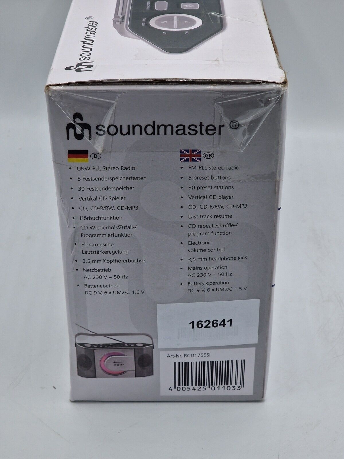 Soundmaster RCD1755SI tragbares Radio mit CD-Player