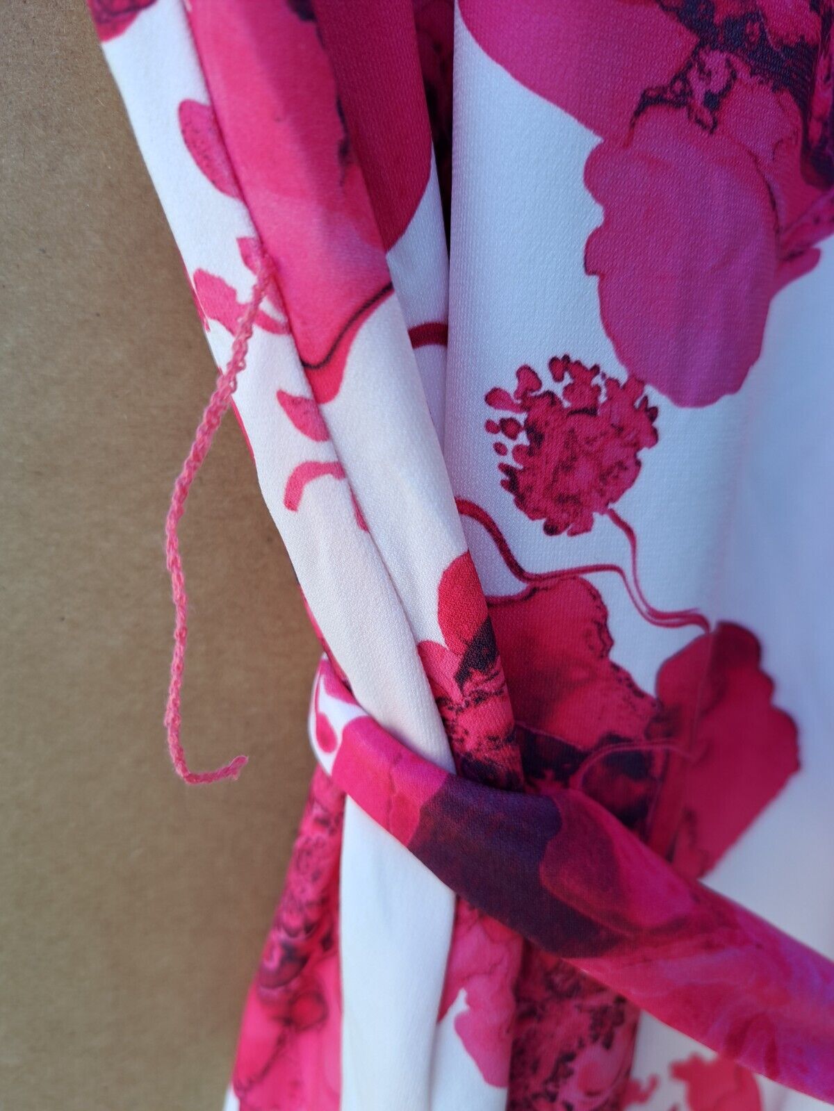 IN-PRINT Kleid, 1/2-Arm Polokragen Blätterdruck Pink, Größe M