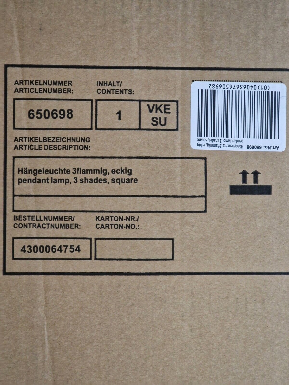 Hängeleuchte mit Glaskugeln, 3-flammig, eckig