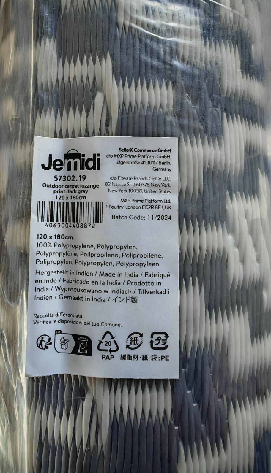 Jemidi Outdoor Teppich 120x180cm Balkon Teppich Garten Camping Wetterfest HO-A7