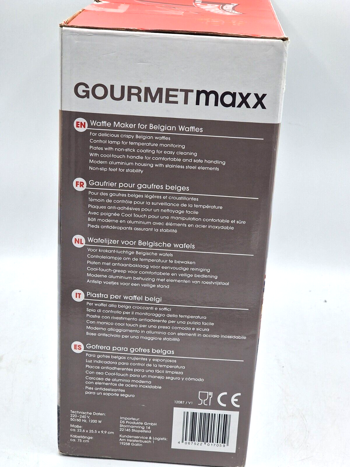 GOURMETmaxx Waffeleisen für 2 Belgische Waffeln Antihaft Cool-Touch Griff