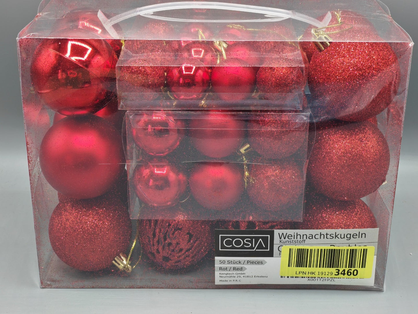 Cosia Weihnachtskugeln 50er Set | Rot Christbaumschmuck