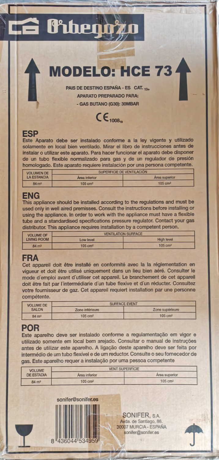 Orbegozo Infrarot Heizofen HCE 73, Gasheizer