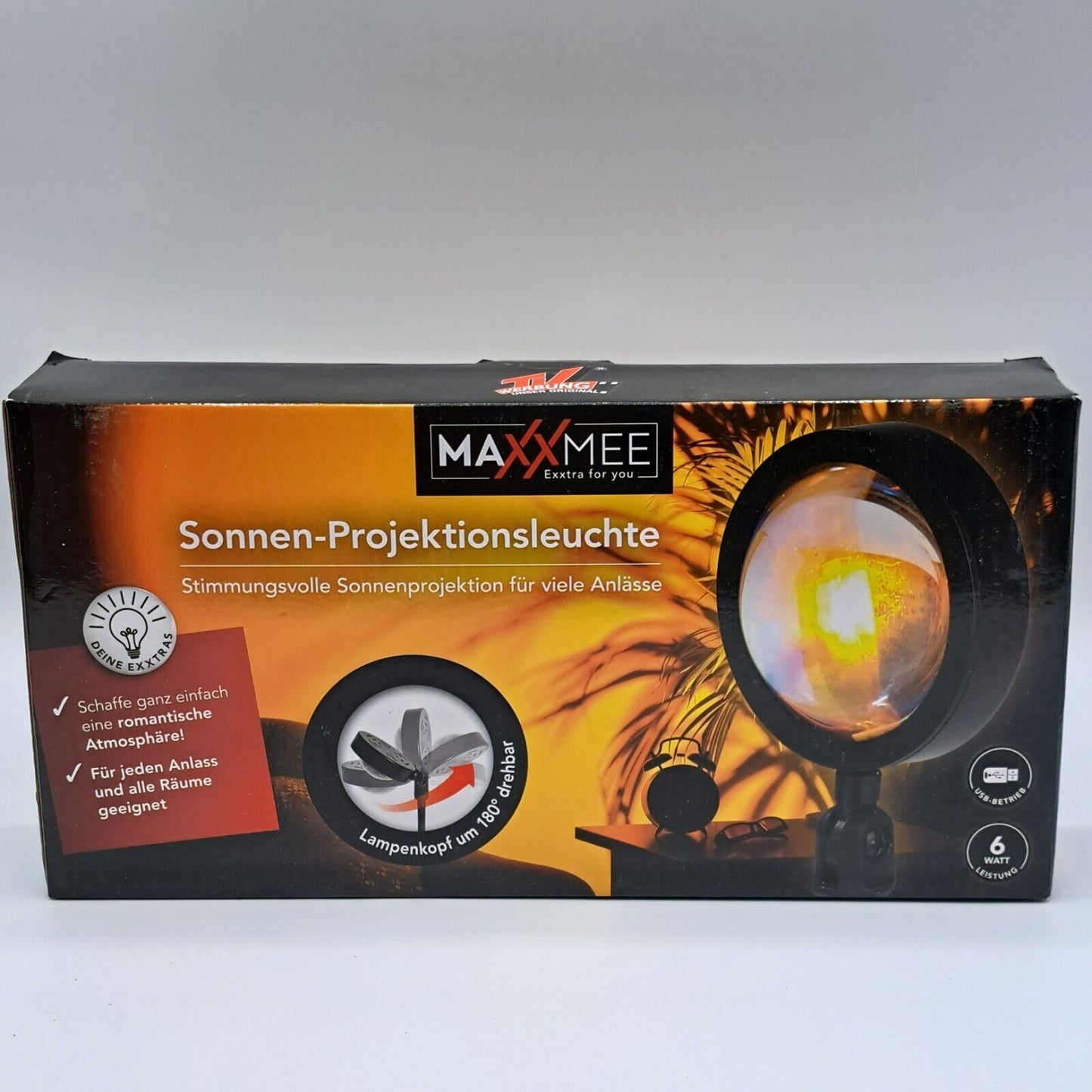 Maxxmee Sonnen Projektionsleuchte Sonnenuntergangs Atmosphäre 6W / USB Betrieb