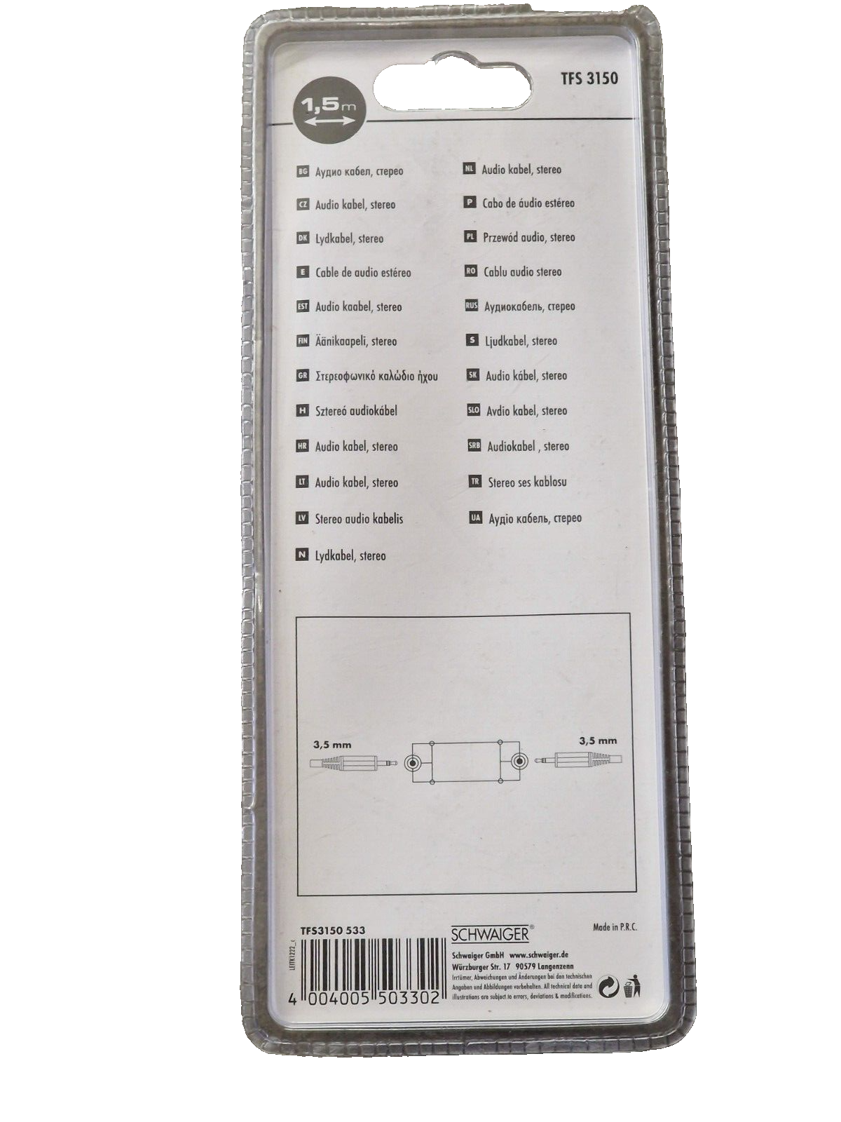 Schwaiger TFS 3150 Audiokabel Stereo 1,5 Meter