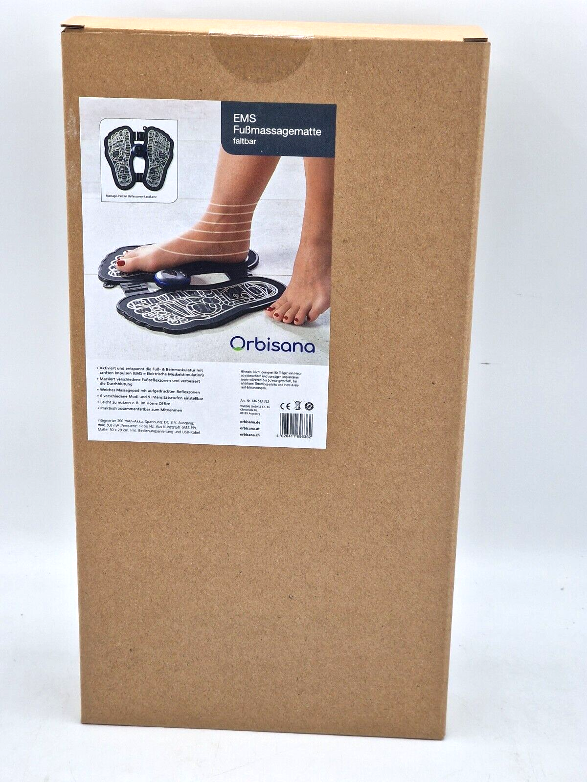 Orbisana EMS Fußmassagematte faltbar Fußreflexzonen Massage 32 x 29 cm