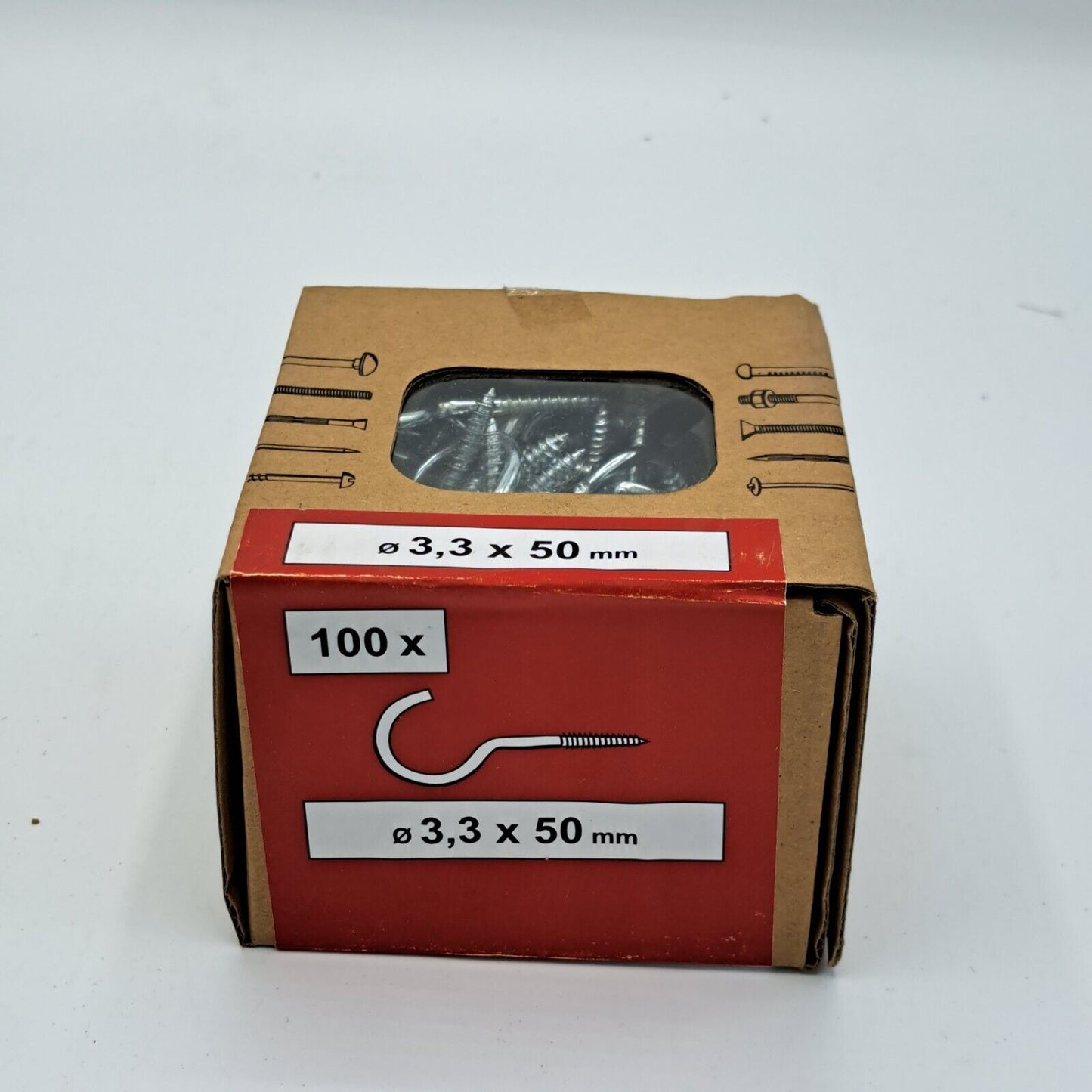 Emil Lux , 100x Schraubhaken Halbrund Verzinkt, 3,3 x 50 mm