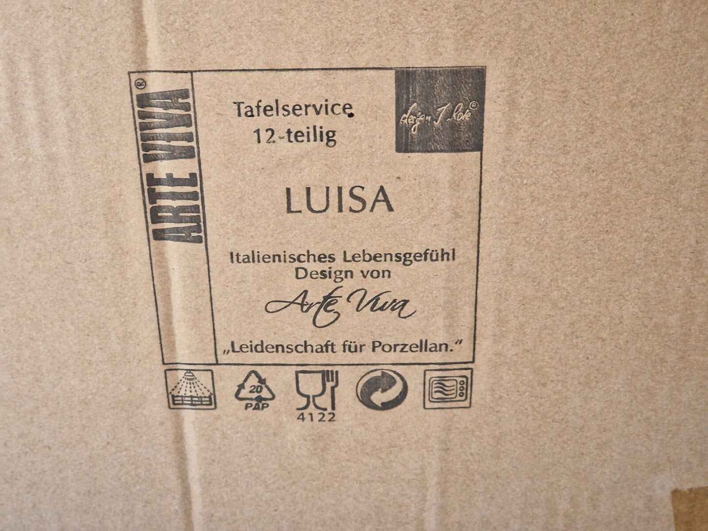 Arte Viva Tafelservice 12-teilig, Luisa, Blumen Design Porzellan