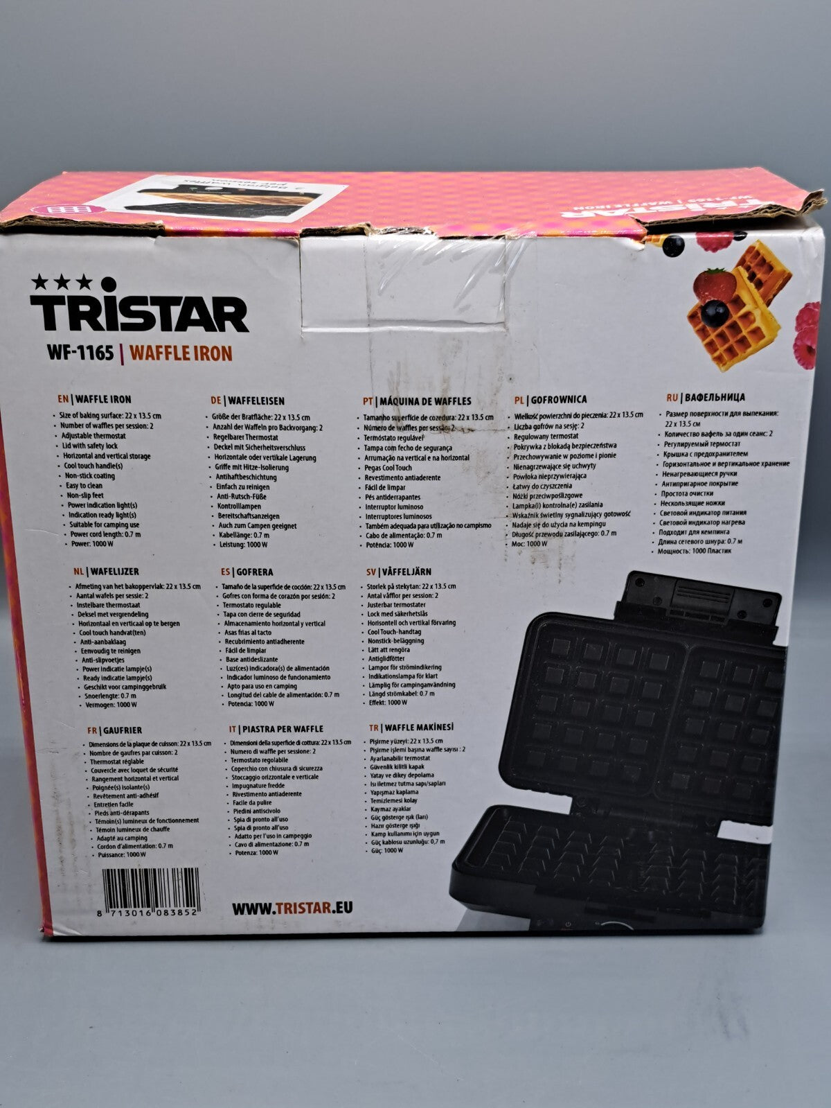 Tristar WF-1165 Waffeleisen 1000 Watt 22 x 13,5 cm schwarz