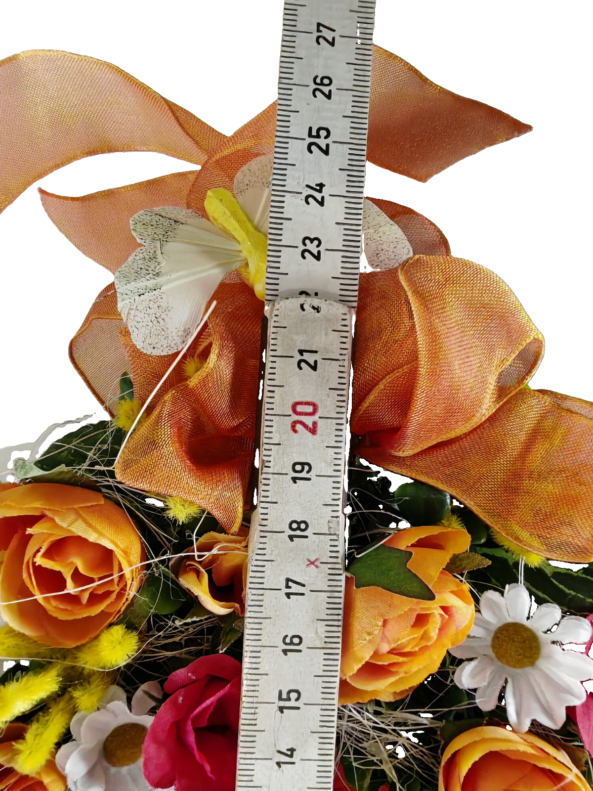 Frühlingskranz Türkranz 25 cm Kunstblumen Rosen Schmetterlinge Herz Orange E6