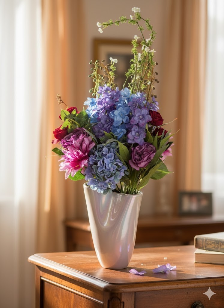 Abella Flora Künstliches Blumenbouquet Violett | Deko Blumenstrauß Kunstblumen