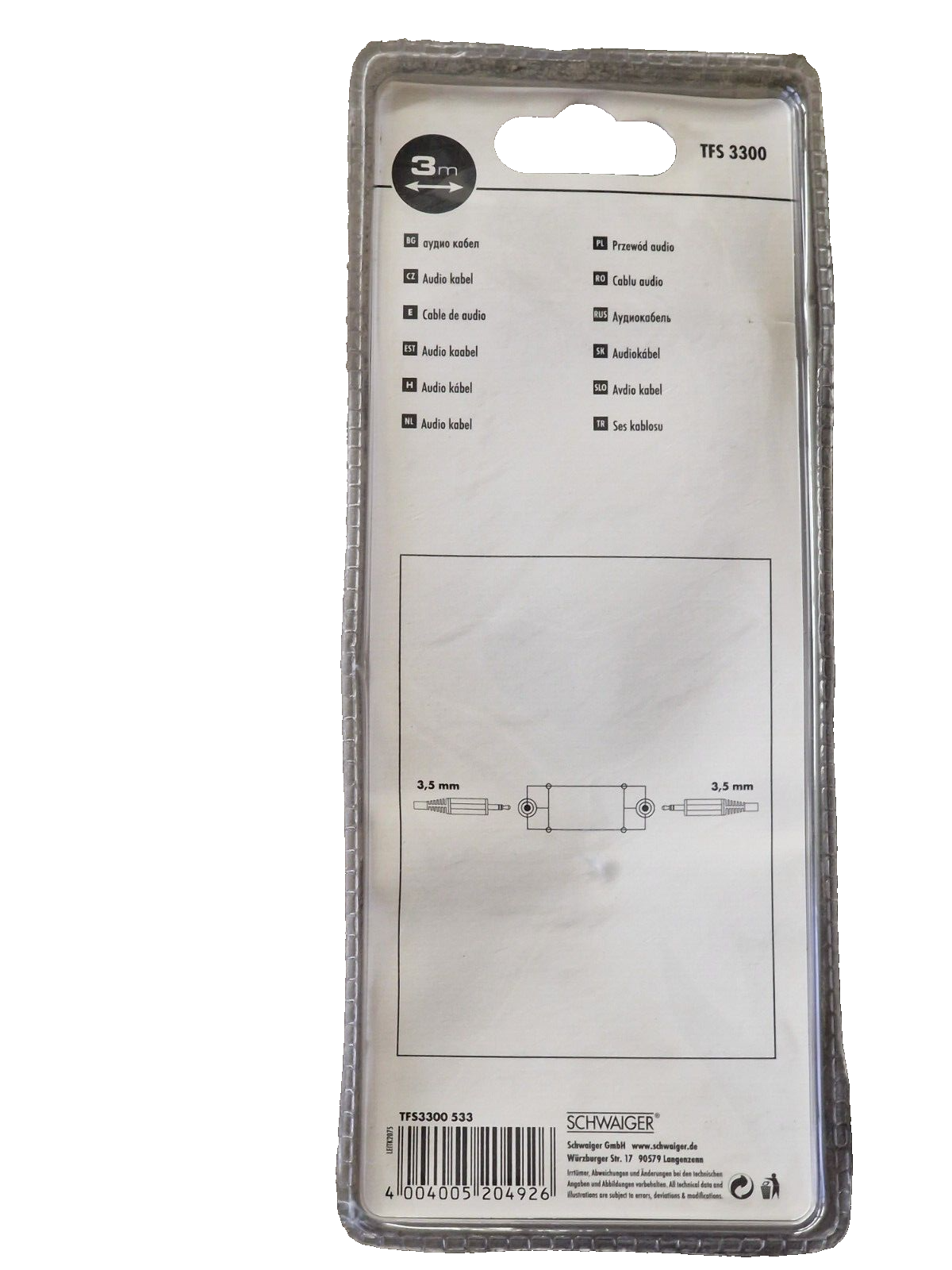 Schwaiger TFS 3300 Audiokabel Stereo 3 Meter