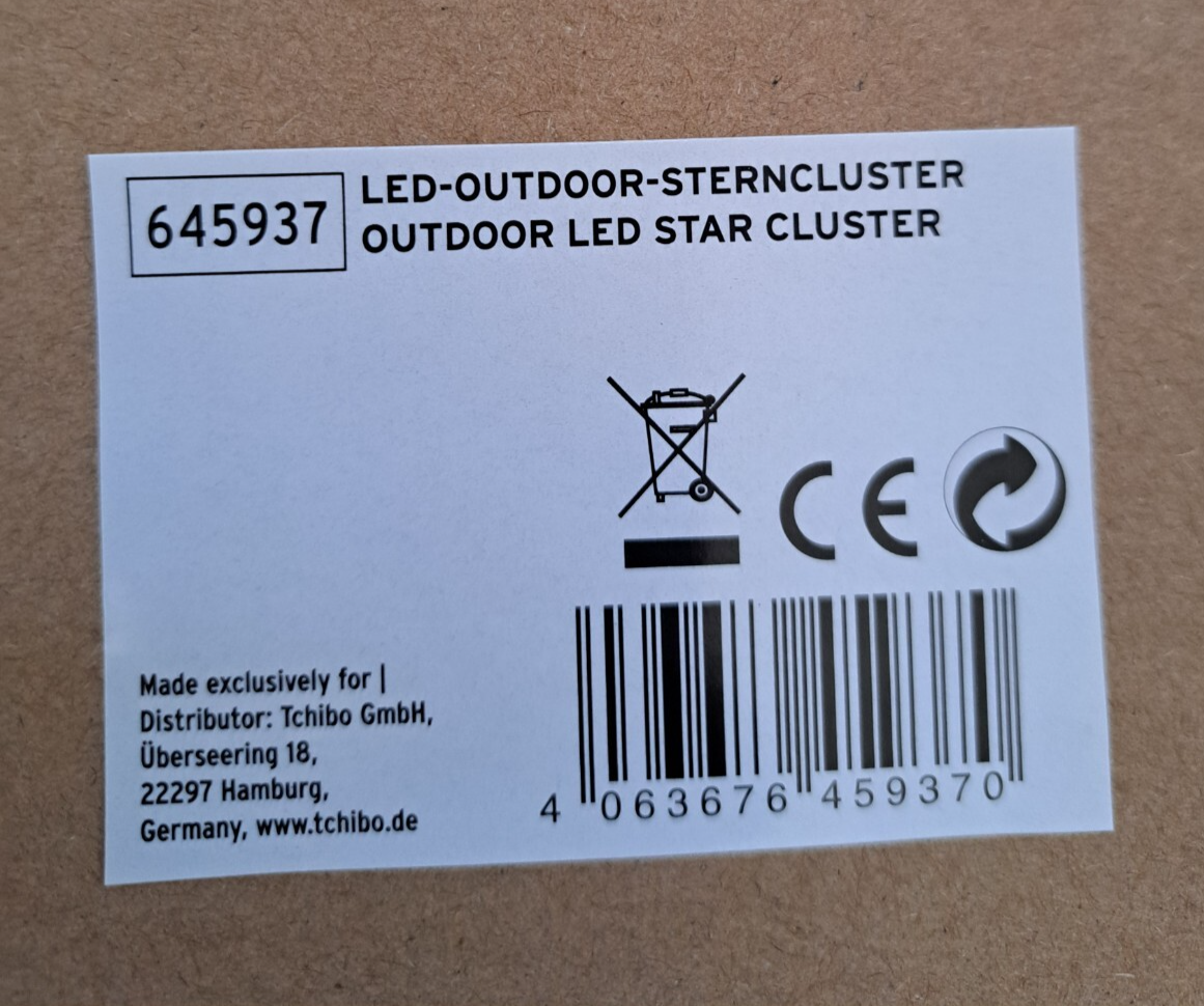 Tchibo LED Outdoor Stern Cluster 50cm 200 LEDs Warmweiß Timer Weihnachten HA33