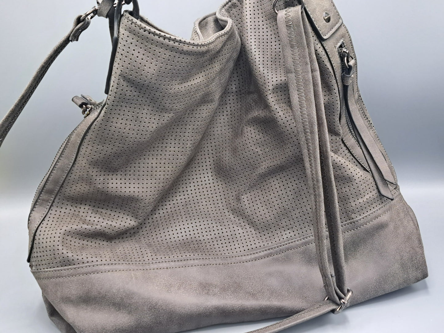 Damen Handtasche Leder, Olive, 38x37 Reißverschluss