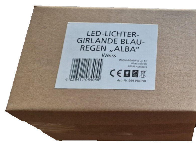 LED Lichtergirlande Blauregen ALBA Weiß Blumen Lichterkette Gartendeko HA-35