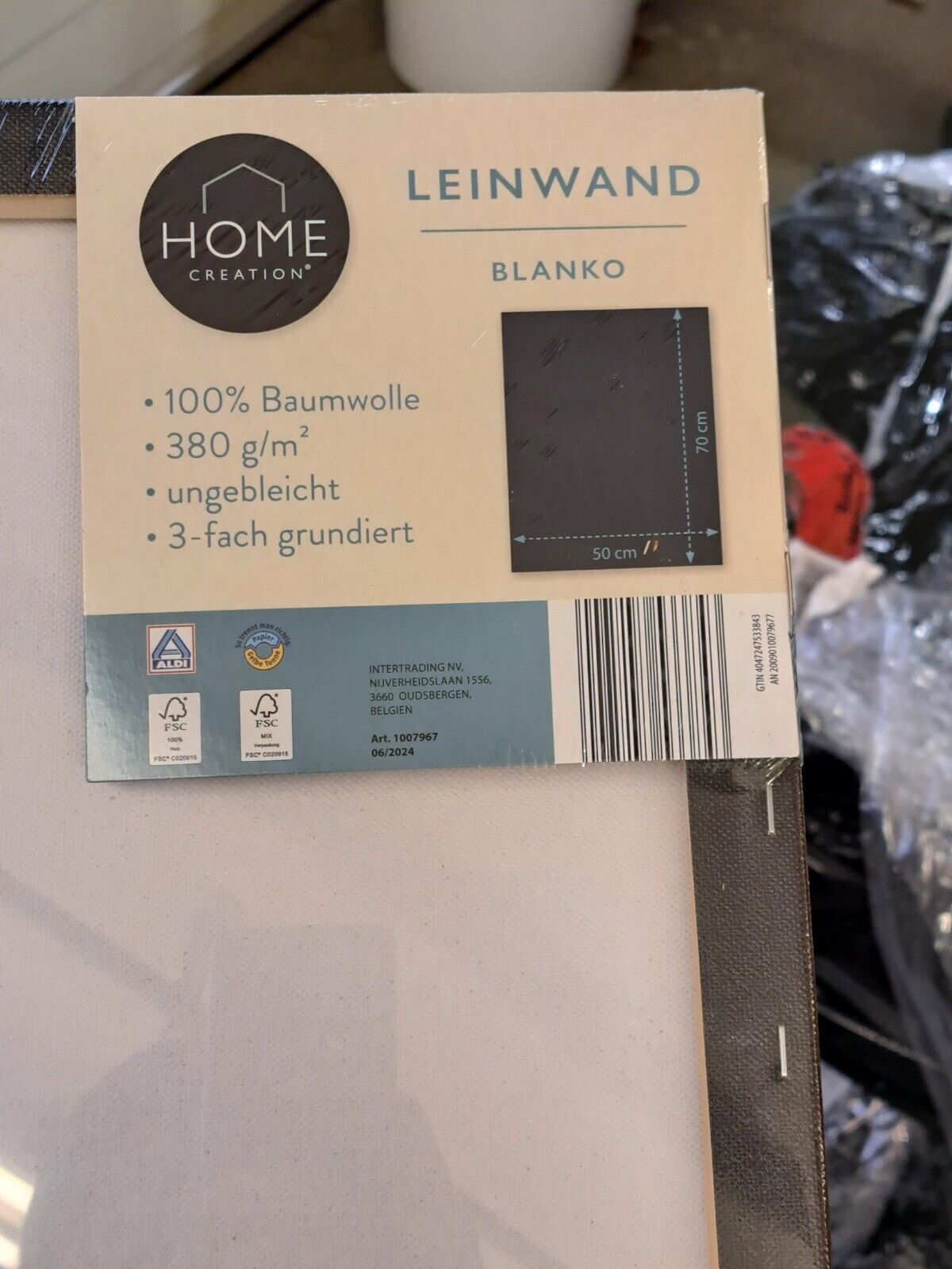 Home Creation Leinwand Blanko 50x70cm, Schwarz