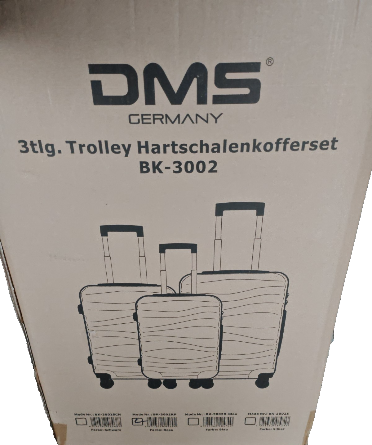 DMS BK-3002 Trolley Hartschalenkofferset 3-teilig 4 Rollen Rosa Reise Koffer