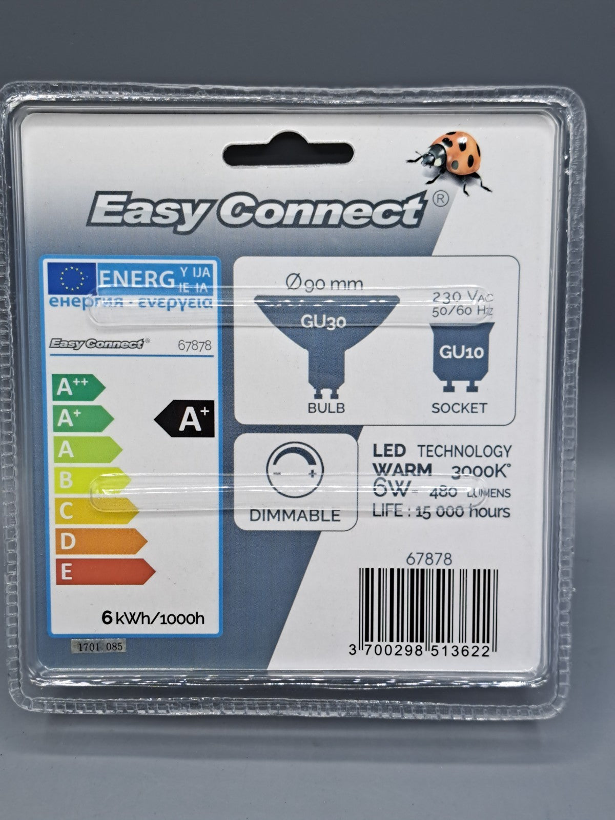 4x EASY Connect LED Lampe 6W E27 Warmweiß 3000K 480 Lumen Sparlampe