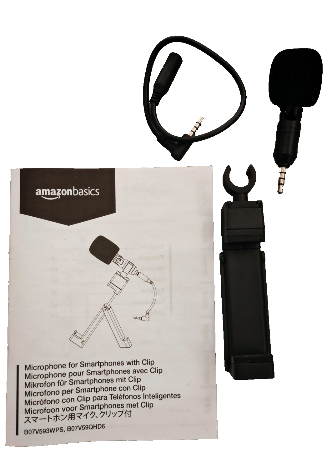 Amazon Basics Smartphone Mikrofon 3,5mm Clip Stativ Handy Vlogging B07V593WPS A8