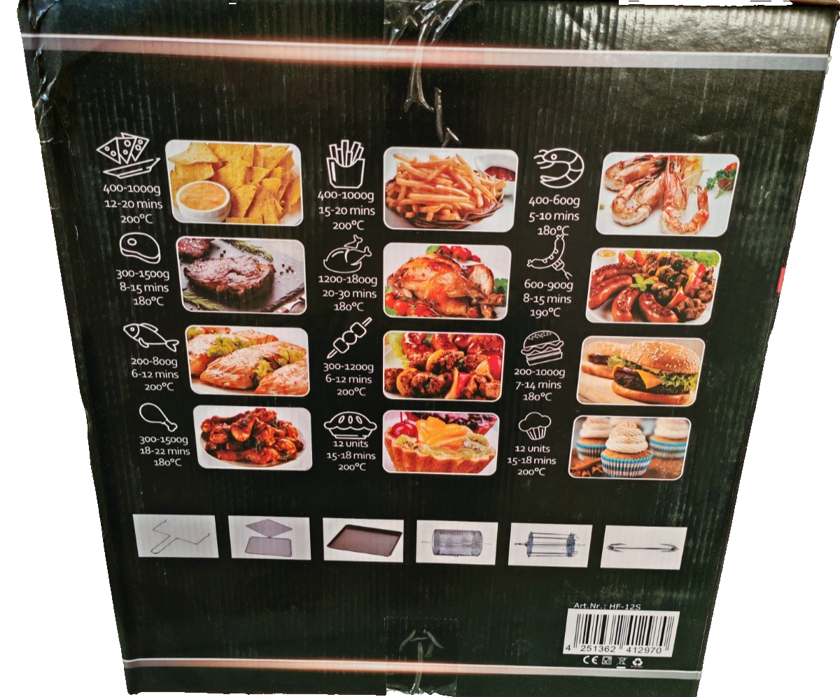 DMS XXXL Heißluftfritteuse 12L 1800W Airfryer Backofen Dörrautomat XXL HO-A22