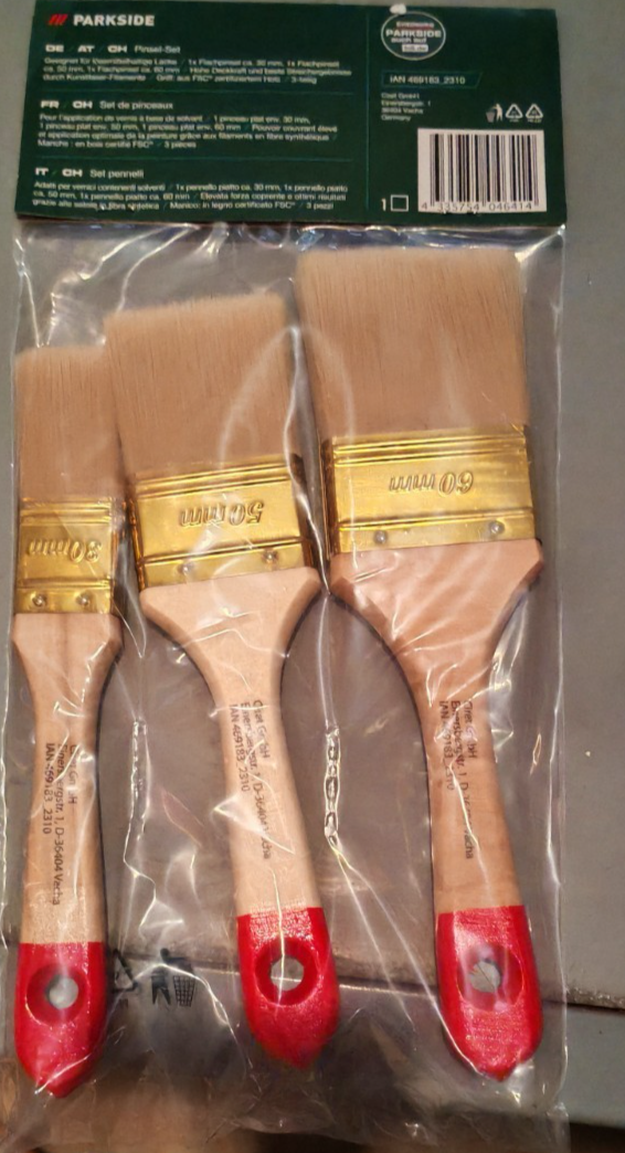 Parkside Pinsel Set 3tlg für lösungsmittelhaltige Lacke Malerpinsel Flach B1