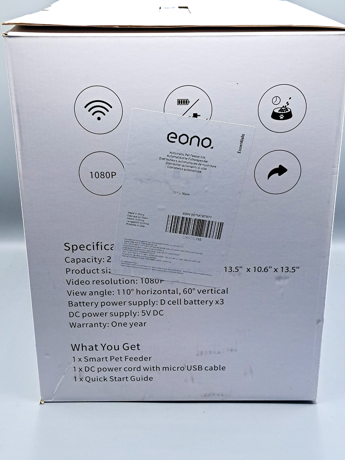 Eono Smarter Futterautomat, Haustiere, 2,7 Liter