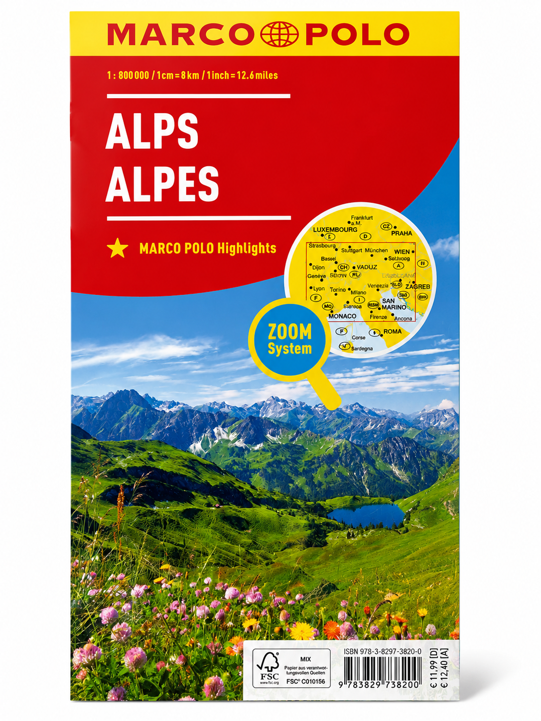 MARCO POLO Länderkarte Alpen 1:800000 Reisekarte Straßenkarte Reise Guide