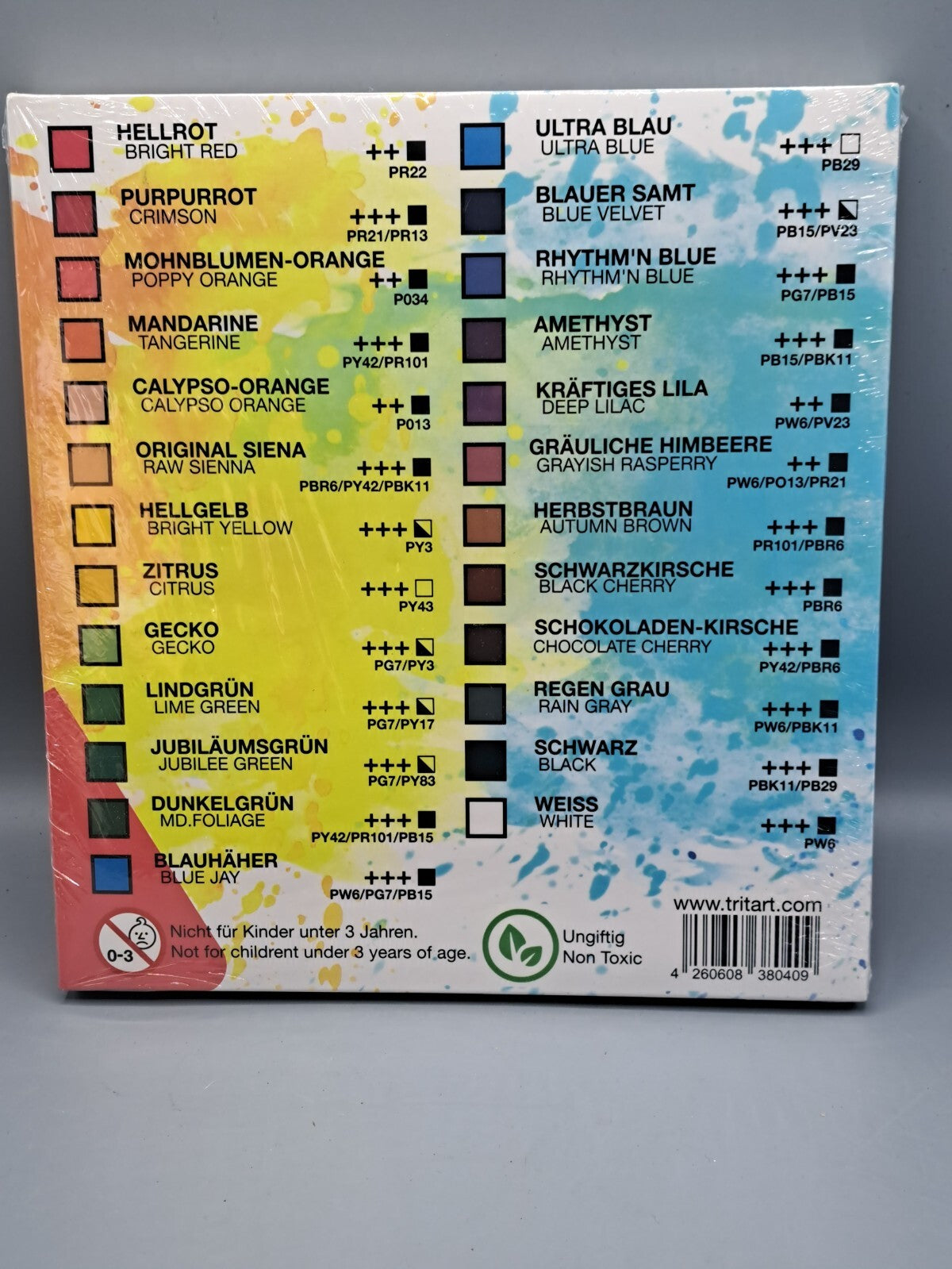 Tritart Acrylfarben Set 25x12ml Künstlerfarben Malset 12 Pinsel Hochwertig D9