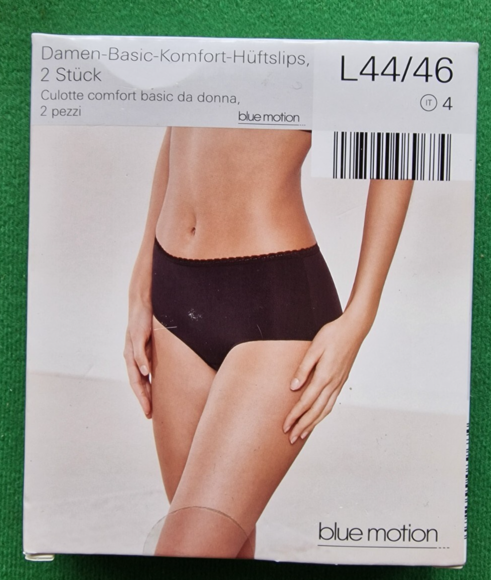 Blue Motion Damen-Basic-Hüftslips, 2 Stück, Größe L (44/46)