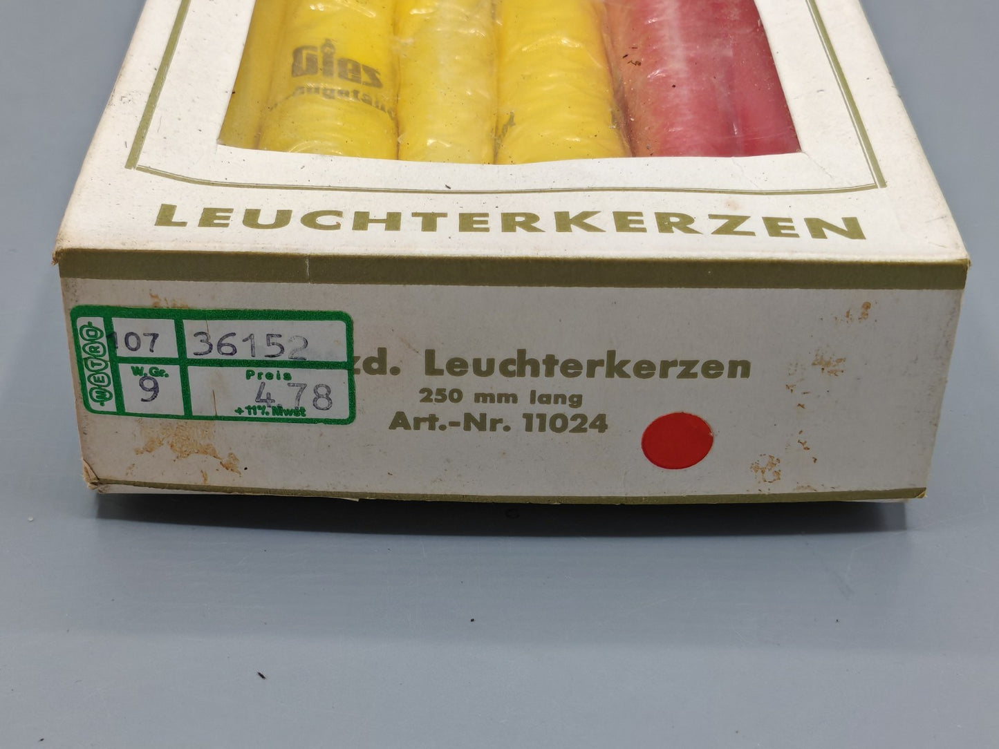 Gies Leuchtkerzen, 250mm lang, 12 Stück, Rot/Gelb