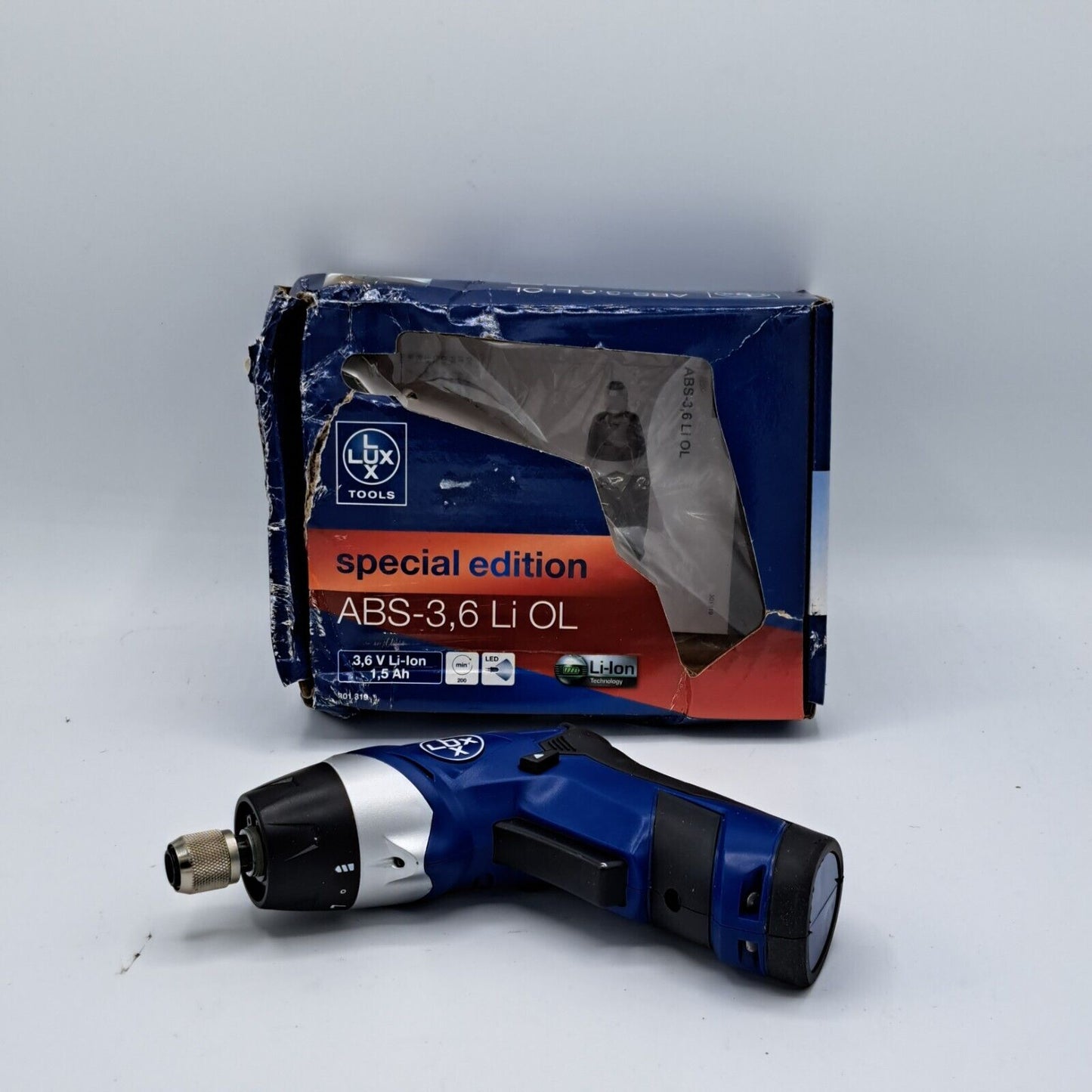 LUX Tools Mini-Akkuschrauber ABS-3,6 Li OL LED-Licht blau
