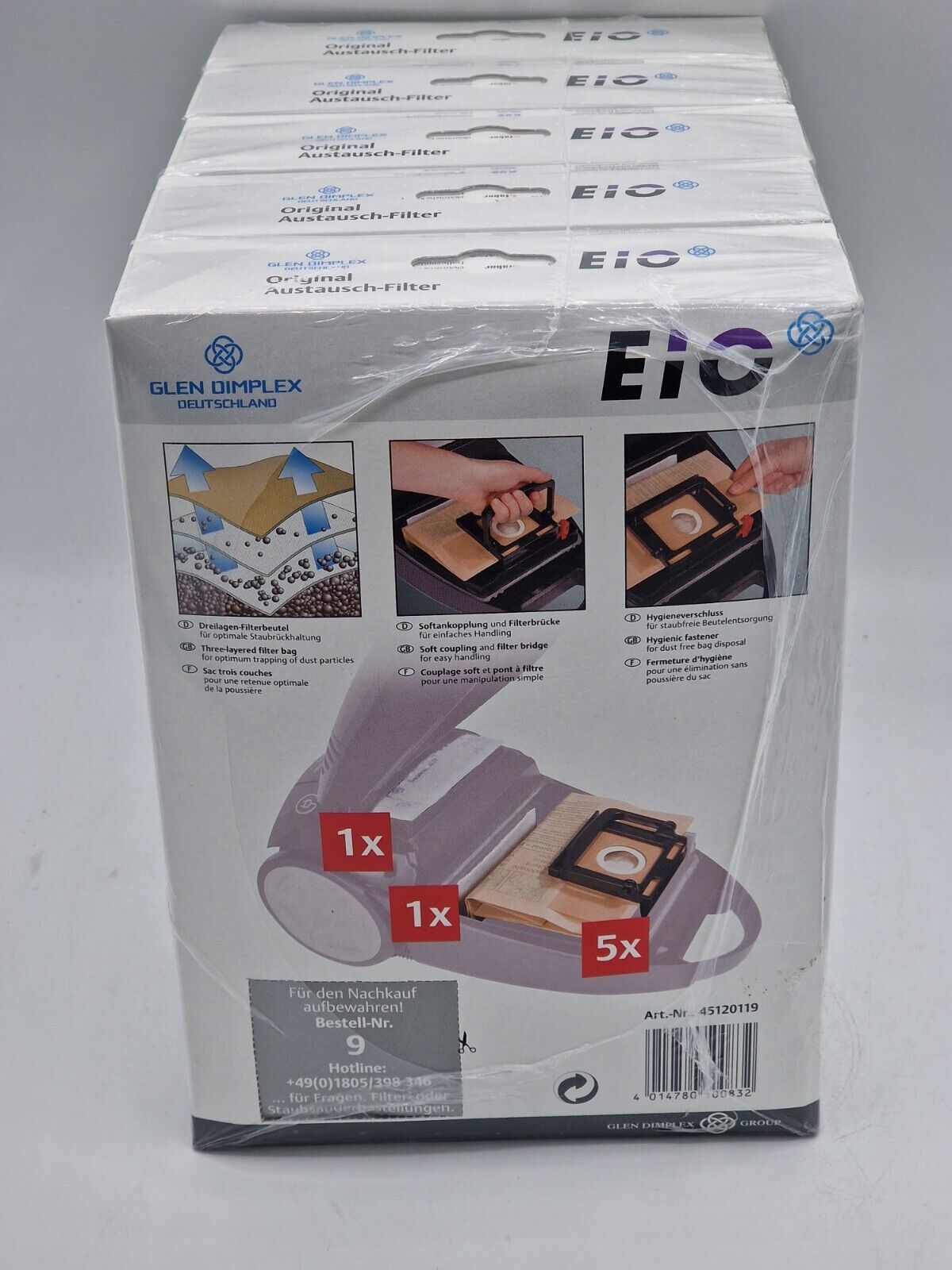 5x Glen Dimplex EiO Filter Set 45120119