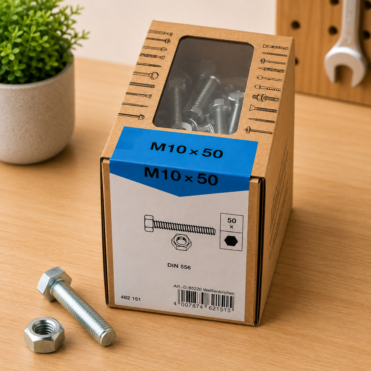 Lux Schlossschrauben verzinkt M10x50mm 50x Sechskant metrisch Gewinde