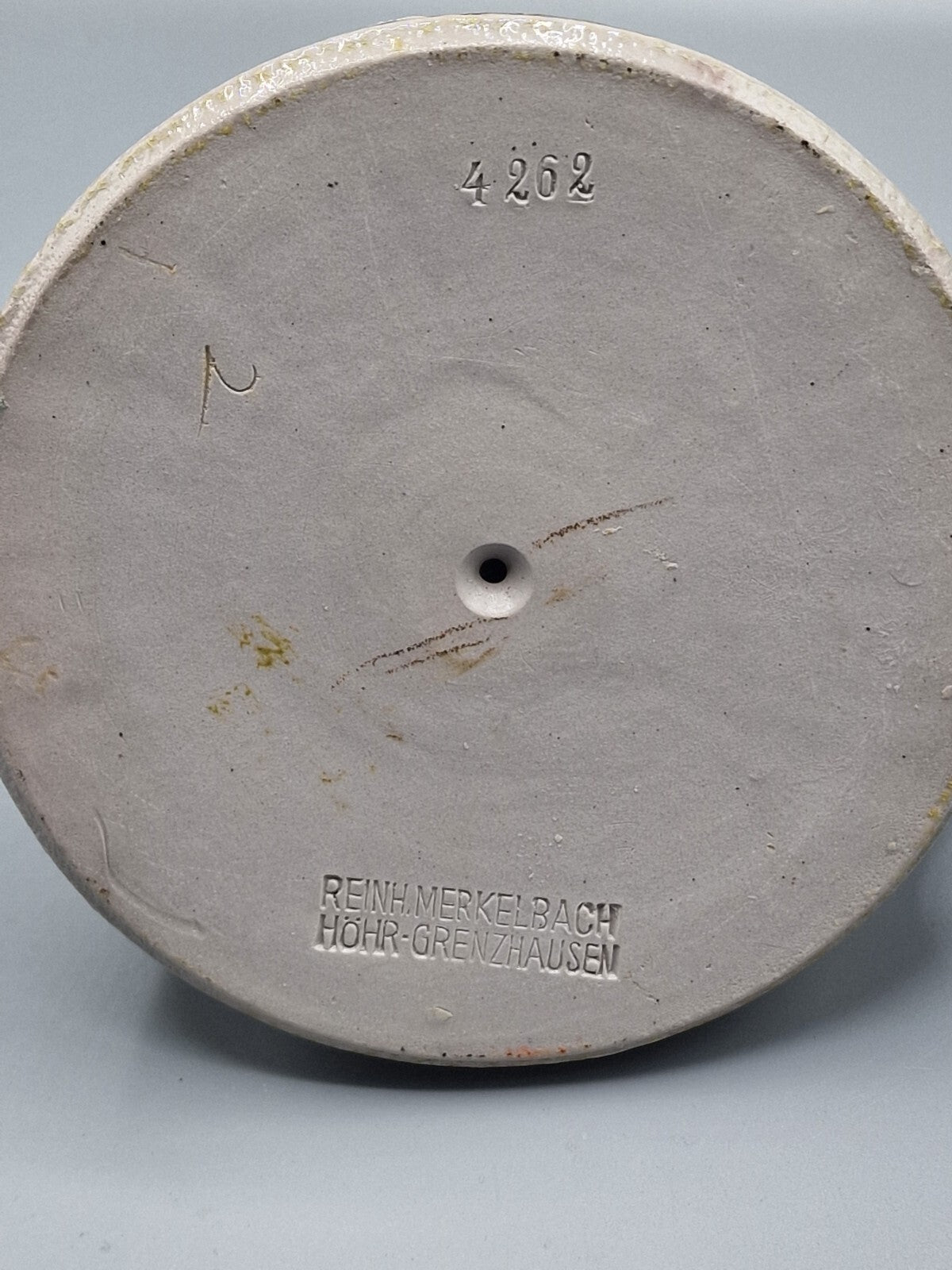Ton Kerzenständer mit Henkel, Antiquität, 10cm Hoch