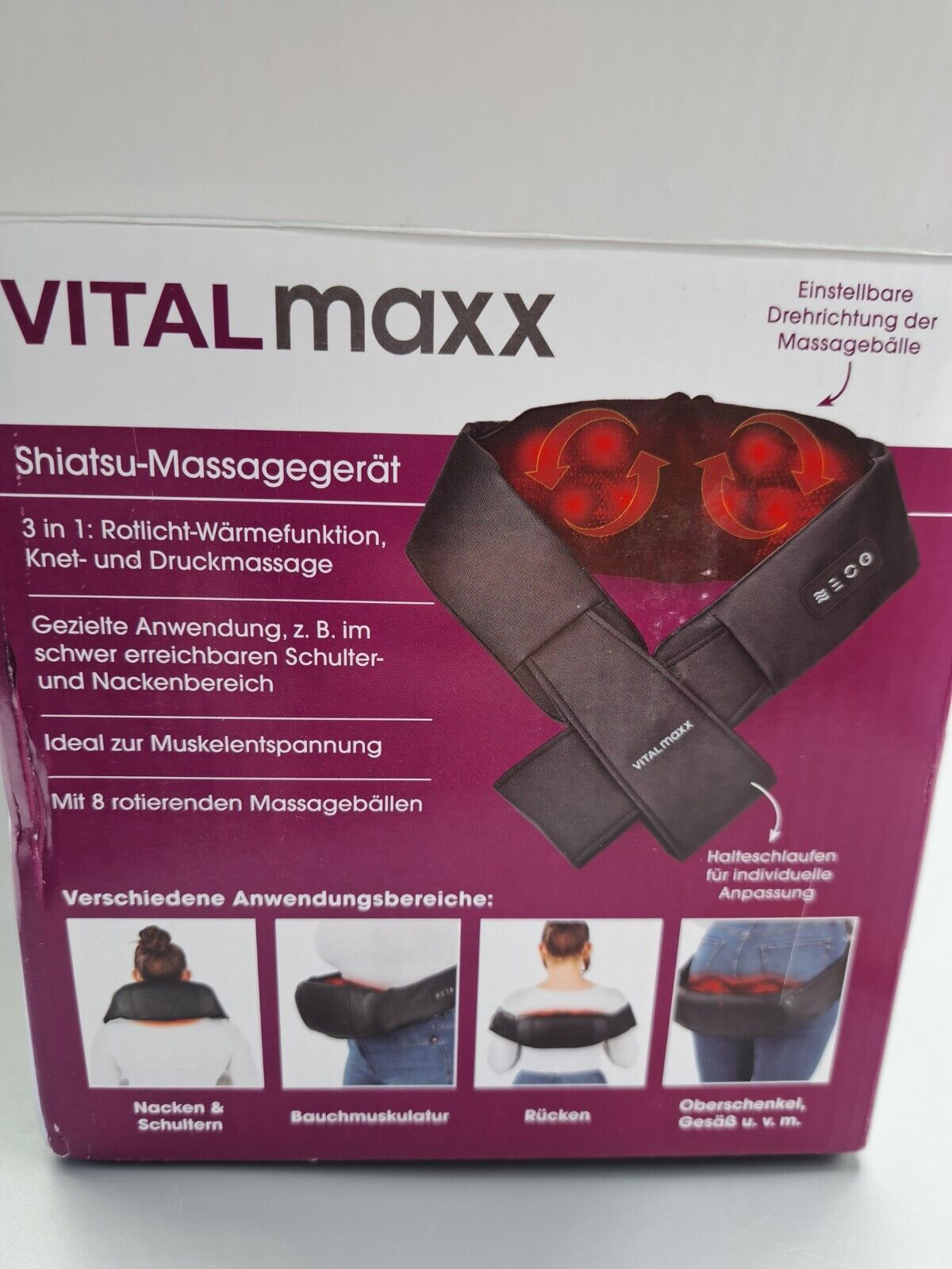 Vitalmaxx 3in1 Shiatsu-Massagegerät für Schultern und Nacken