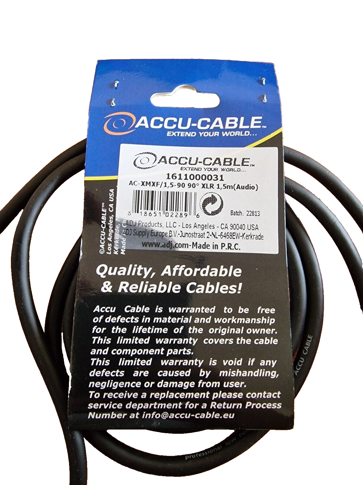 American DJ AC-XMXF 90° Mikrofon Kabel 1,5m