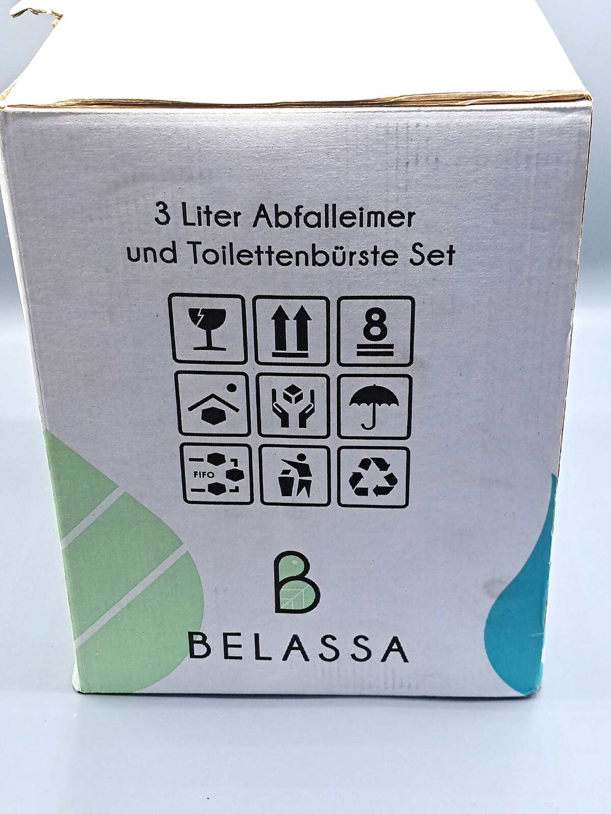 Belasa 3 Liter Abfalleimer und Toilettenbürste-Set, Silber