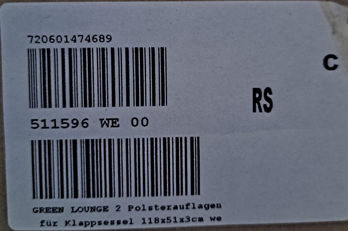 GREEN LOUNGE 2er Set Polsterauflagen Klappsessel Weiß 118x51x3 cm
