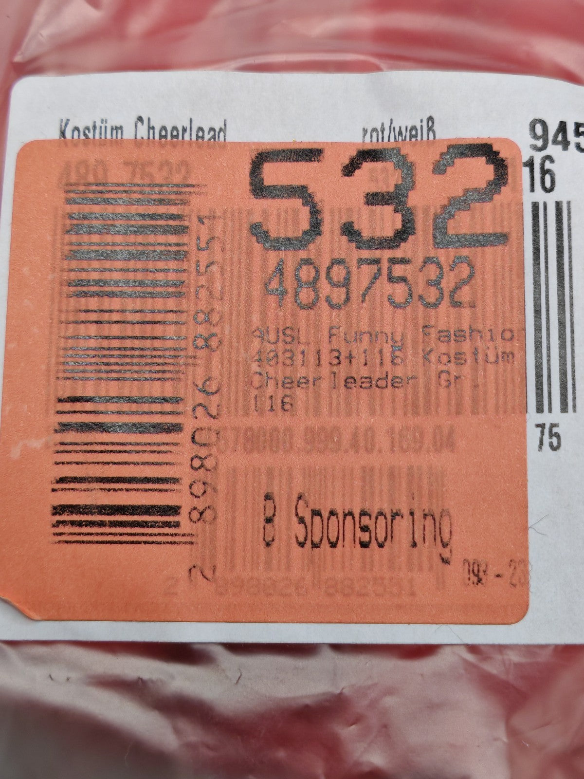 Funny Fashion Cheerleader Kostüm Größe 116