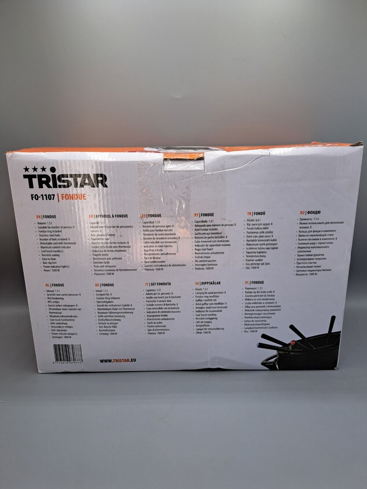 TRISTAR elektrisches Fondue Set bis 8 Personen schwarz 1,5 Ltr 1000 W Antihaft