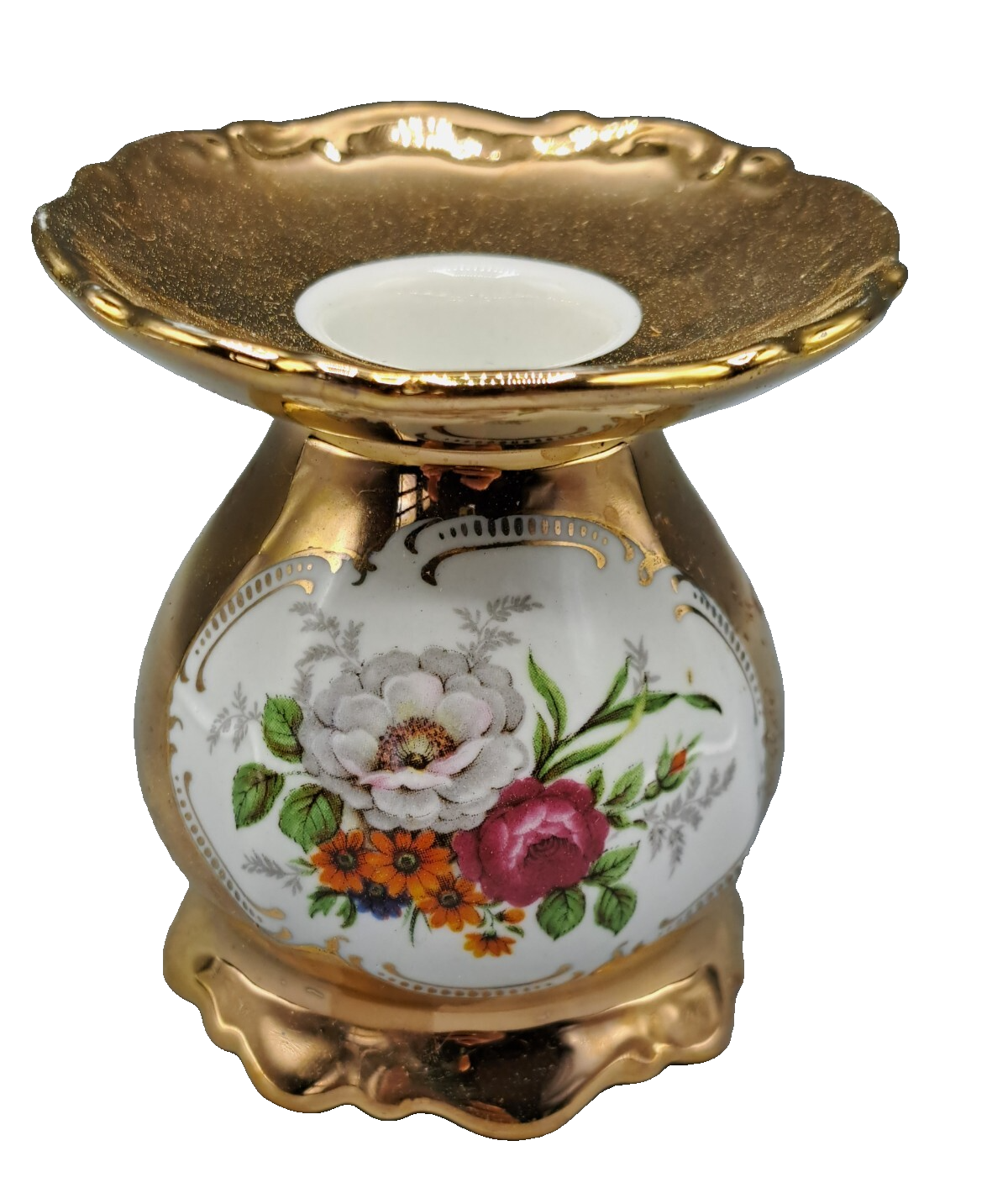 Antiker Kerzenständer Blume Vergoldet 8cm Hingucker Deko