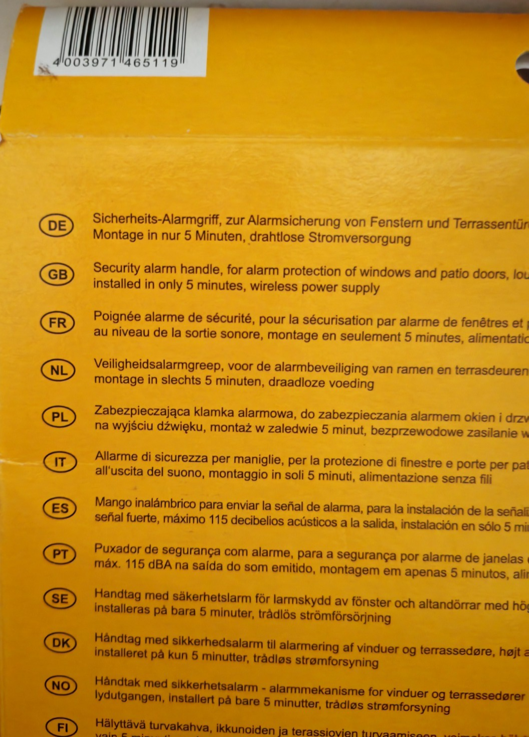 Schellenberg 46510 Sicherheits-Alarmgriff Fenstergriff Alarm Silbergrau 115dB A2