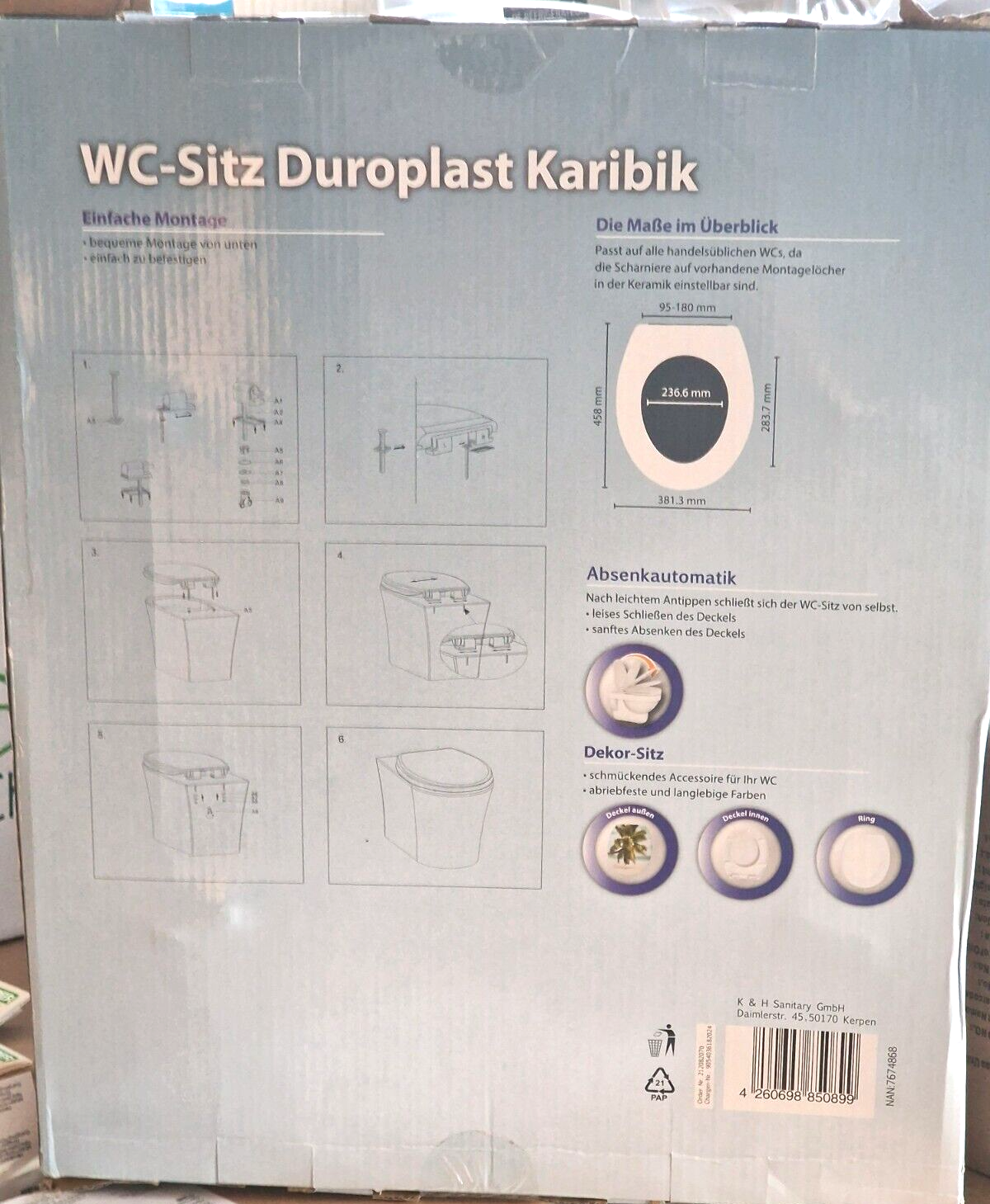 Sanitary GmbH, WC-Sitz, Duroplast Karibik