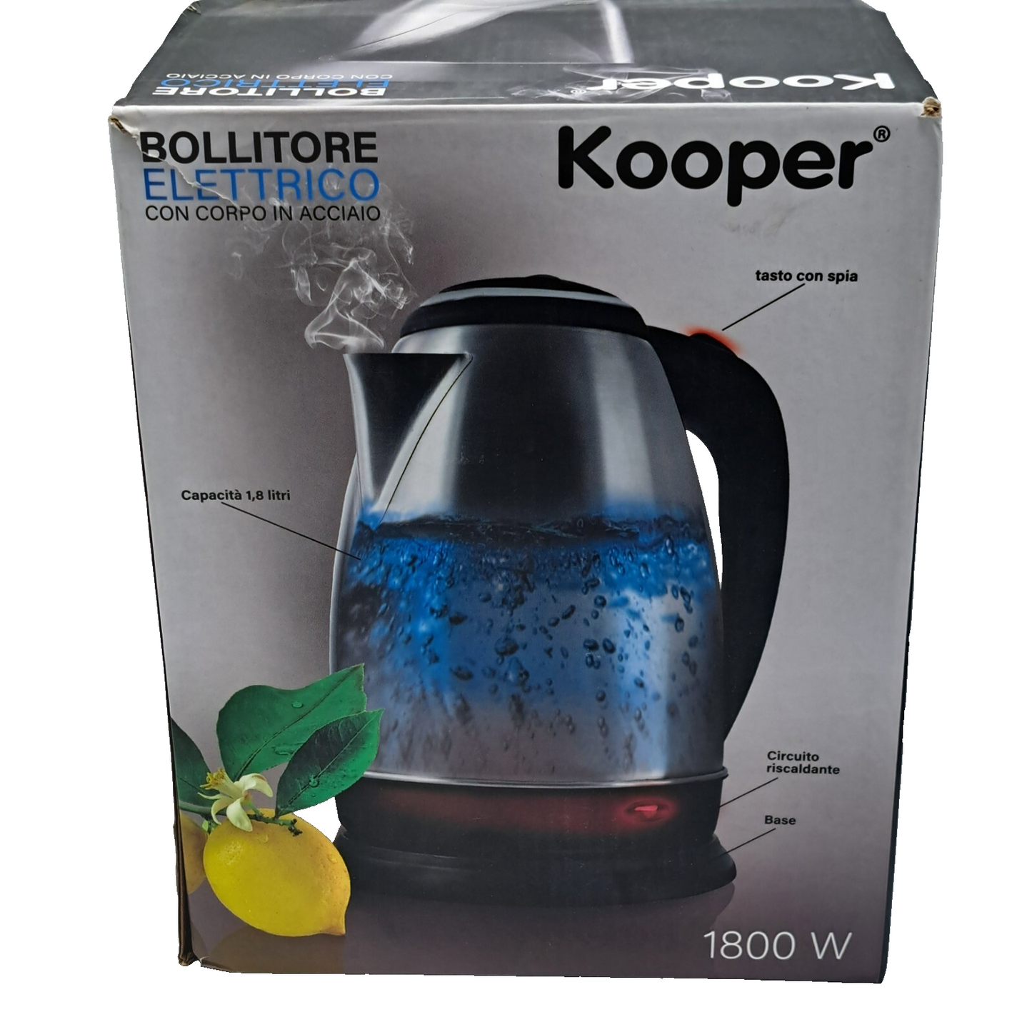 Kooper Wasserkocher 1800W Elektrischer Wasserkessel Teekocher Küche Schnell F5