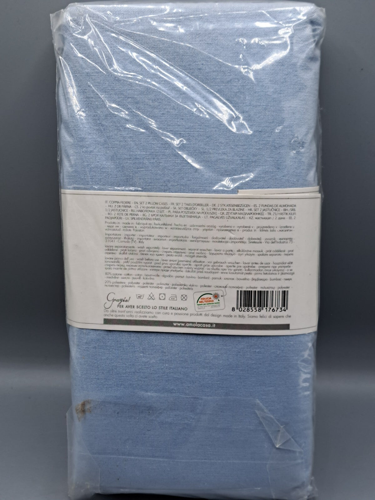 Amo Lacasa Flanell Kissen Hellblau, 2 Stück, 50x80cm