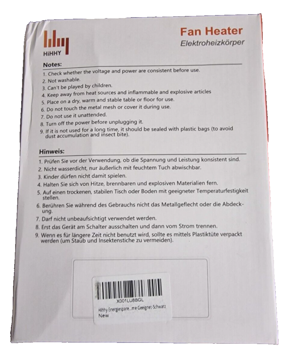 HiHHY Heizlüfter H-921, Lüfter, Wärme, Heizen