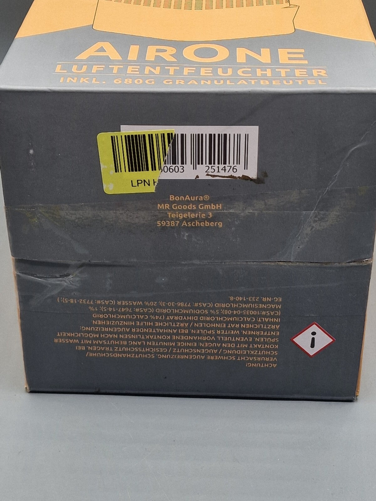 BonAura AirOne Luftentfeuchter ohne Strom mit 360° Grau