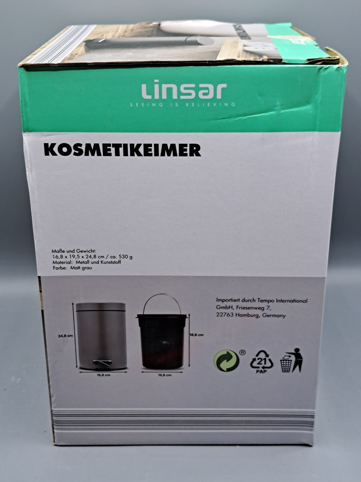 Linsar Kosmetikkeimer, Matt Grau, 3 Liter
