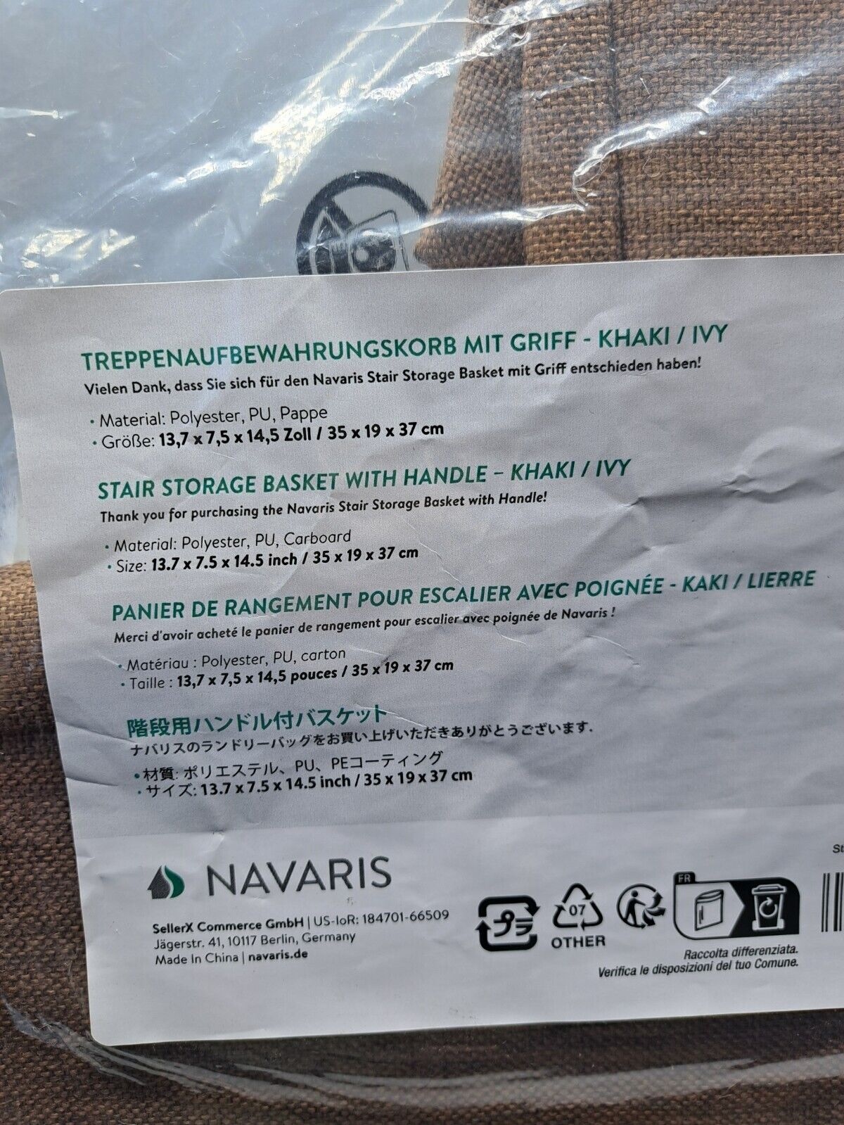 Navaris Treppenaufbewahrungskorb mit Griff