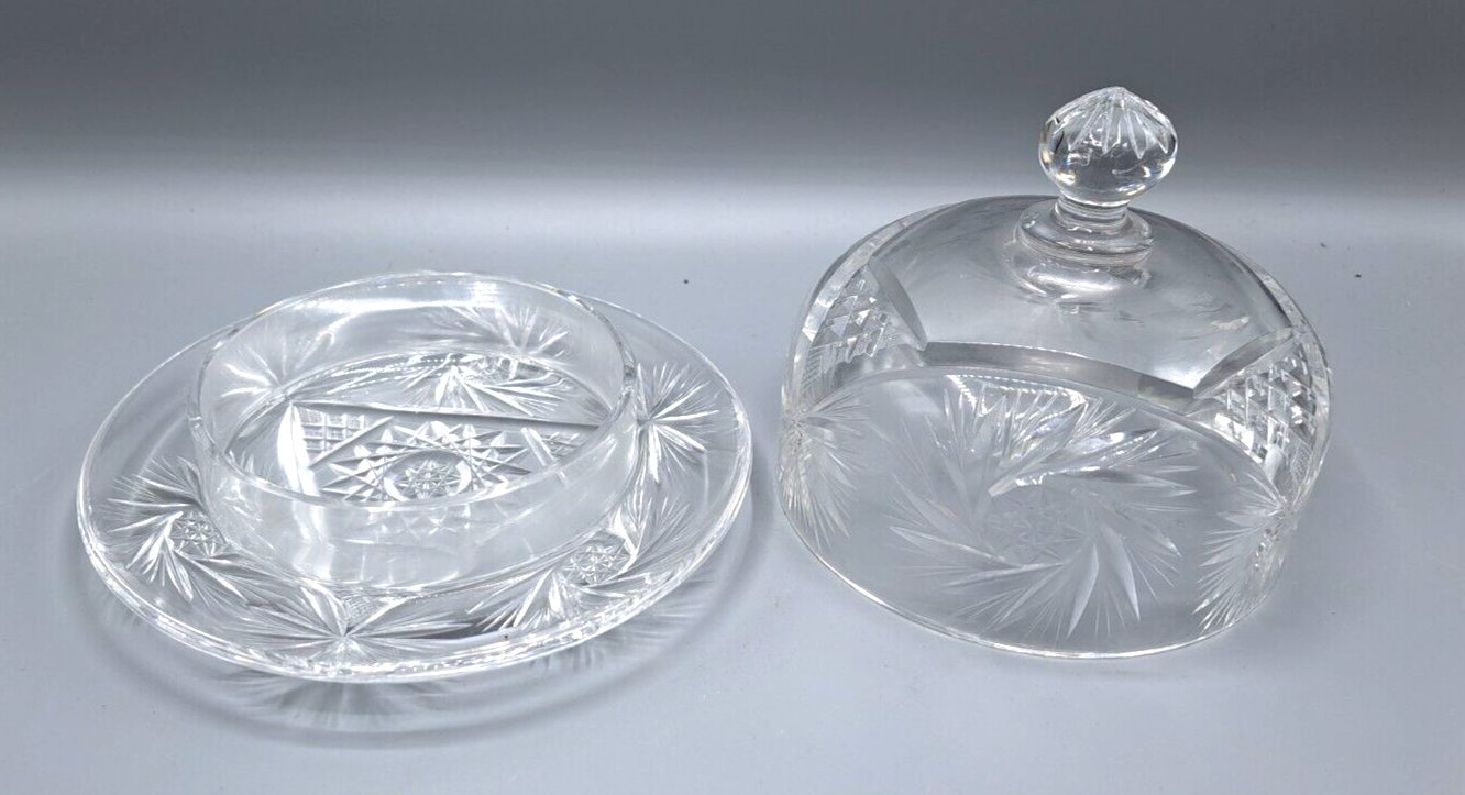 Antiquität, Glas Bonbon Schälchen mit Deckel, ca. 15cm Durchmesser